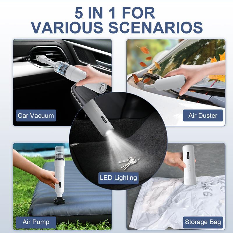Dovety Handheld Vacuum Cleaner - 21000Pa Powerful Car Vacuum,5 in 1 Portable Mini Vacuum Cleaner & Blower with LED Light,Up to 40 Mins Runtime,For Car, Home, Office,Rv, Travel, Camping,Kids Rechargeable Electric Household Appliances