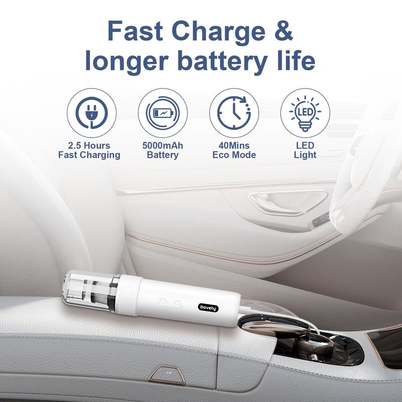 Dovety Handheld Vacuum Cleaner - 21000Pa Powerful Car Vacuum,5 in 1 Portable Mini Vacuum Cleaner & Blower with LED Light,Up to 40 Mins Runtime,For Car, Home, Office,Rv, Travel, Camping,Kids Rechargeable Electric Household Appliances